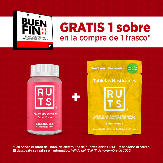 Electrolitos Masticables sabor Fresa | Frasco con 60 tabletas (30 dosis)