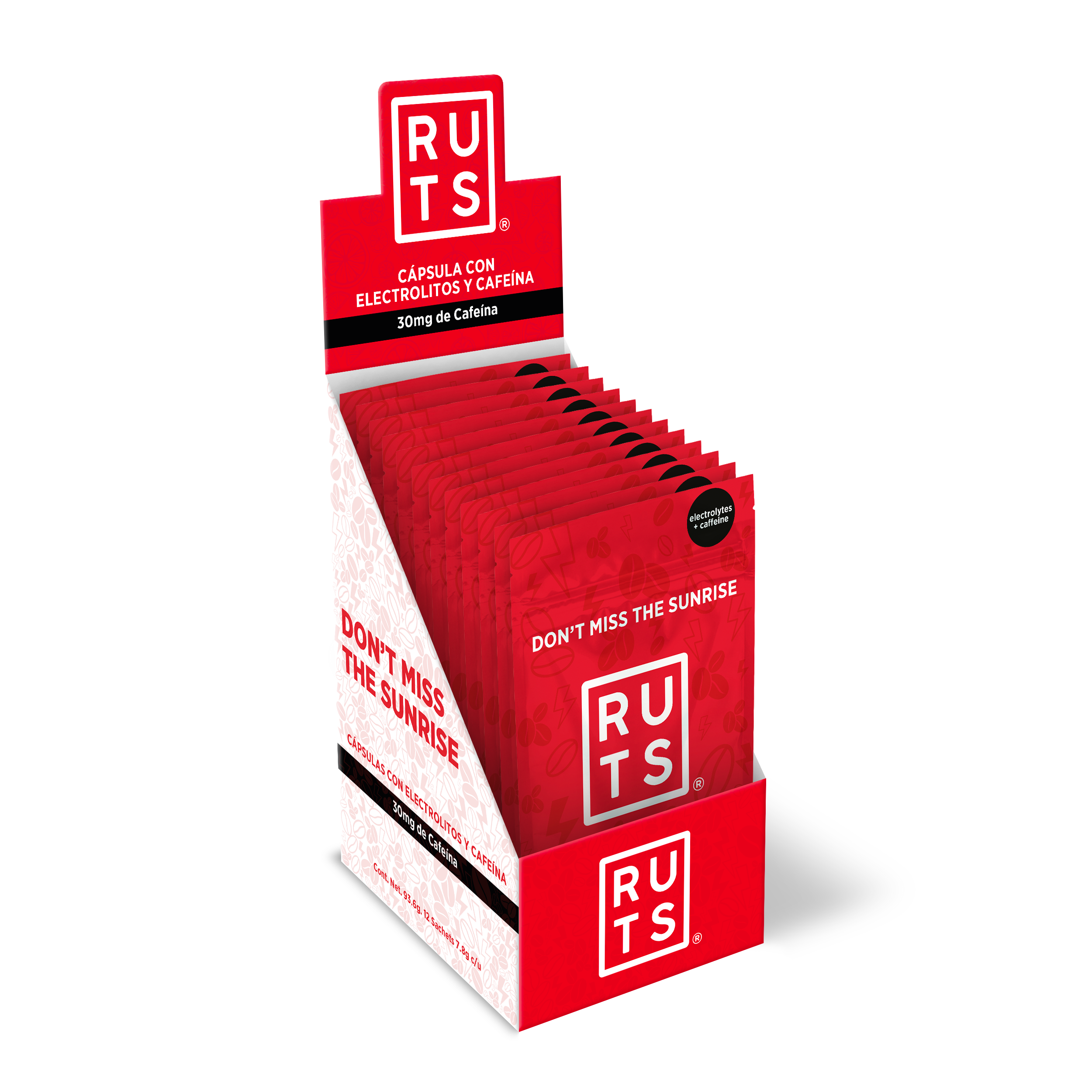 Electrolitos + 30mg Cafeína | Caja con 12 sobres de 6 dosis c/u