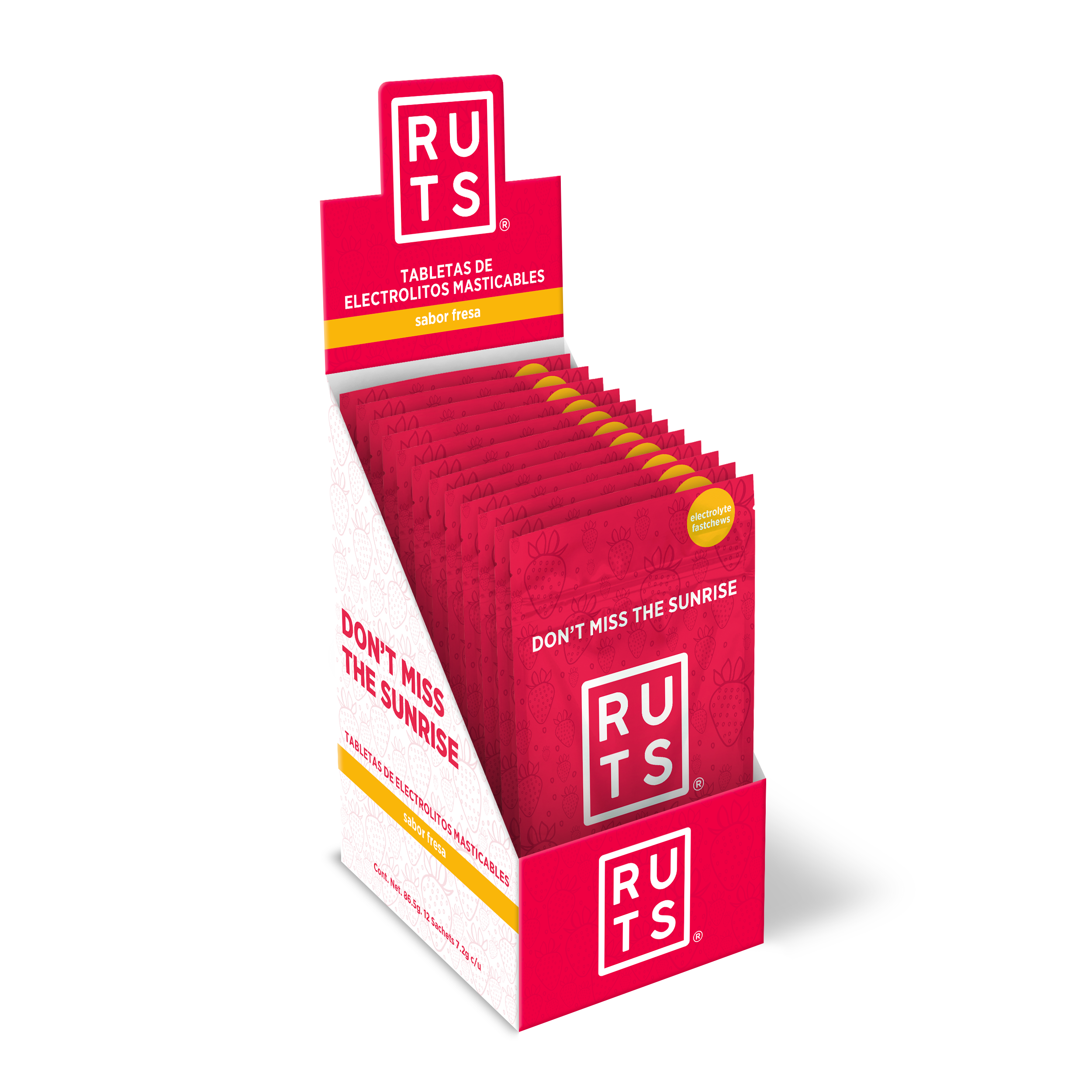 Electrolitos Masticables sabor Fresa | Caja con 12 sobres de 6 dosis c/u