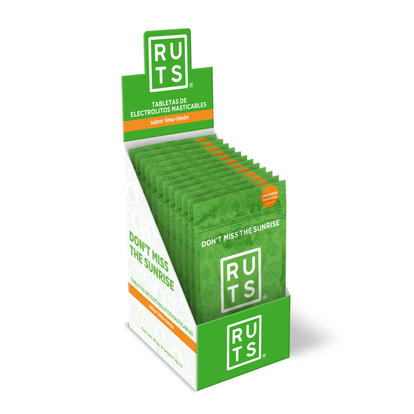 Electrolitos masticables sabor Lima-Limón | Caja con 12 sobres de 6 dosis c/u
