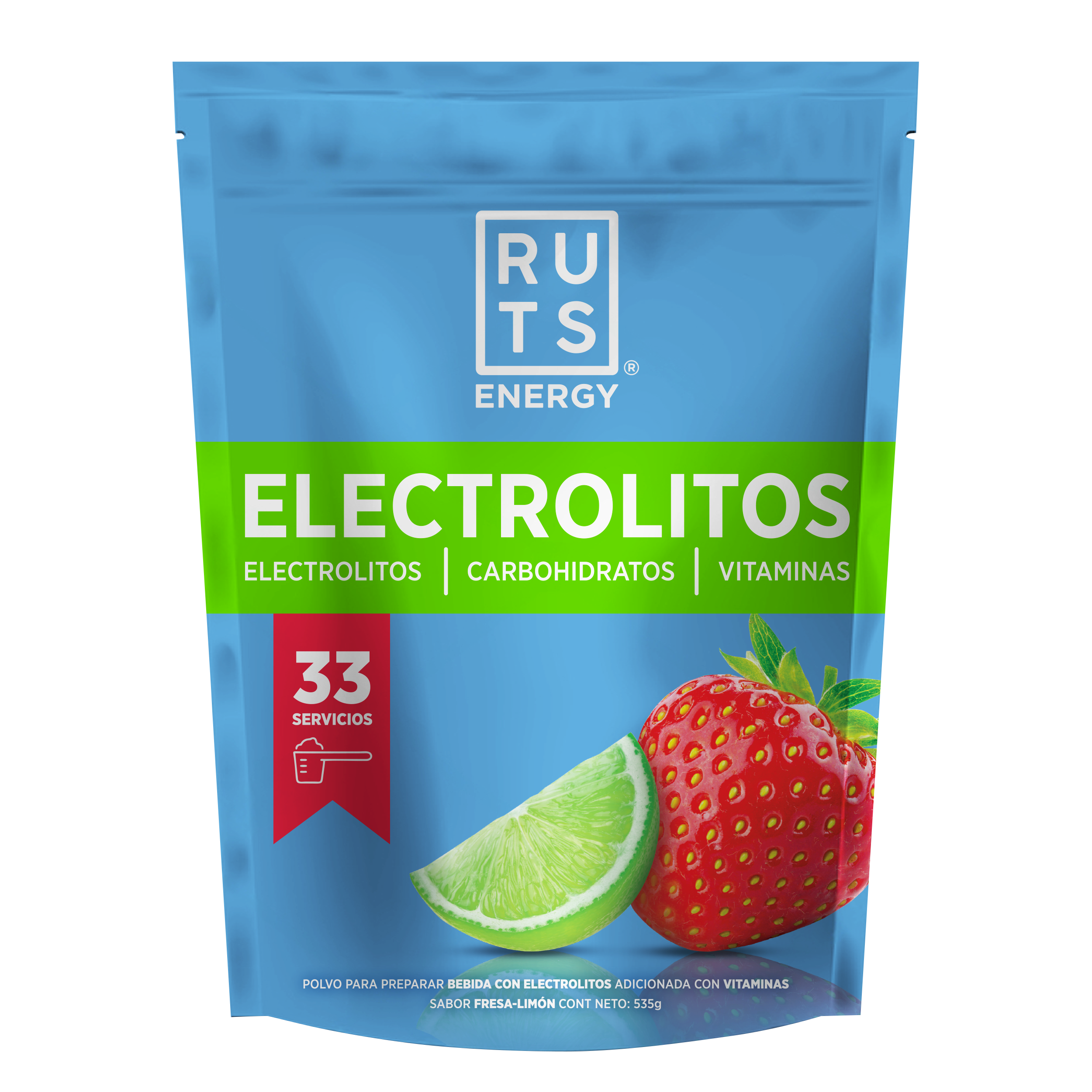 Electrolitos en Polvo + Vitaminas + Carbohidratos sabor Fresa-Limón