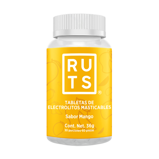 Electrolitos Masticables sabor Mango | Frasco con 60 tabletas (30 dosis)