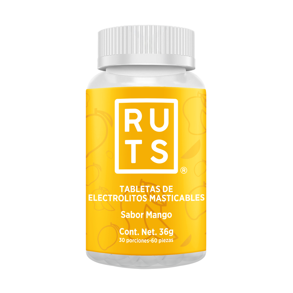 Electrolitos Masticables sabor Mango | Frasco con 60 tabletas (30 dosis)