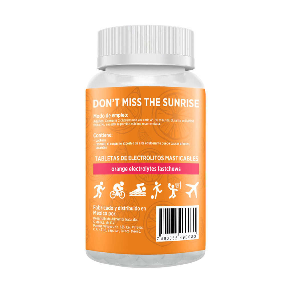 Electrolitos Masticables sabor Fresa | Frasco con 60 tabletas (30 dosis)
