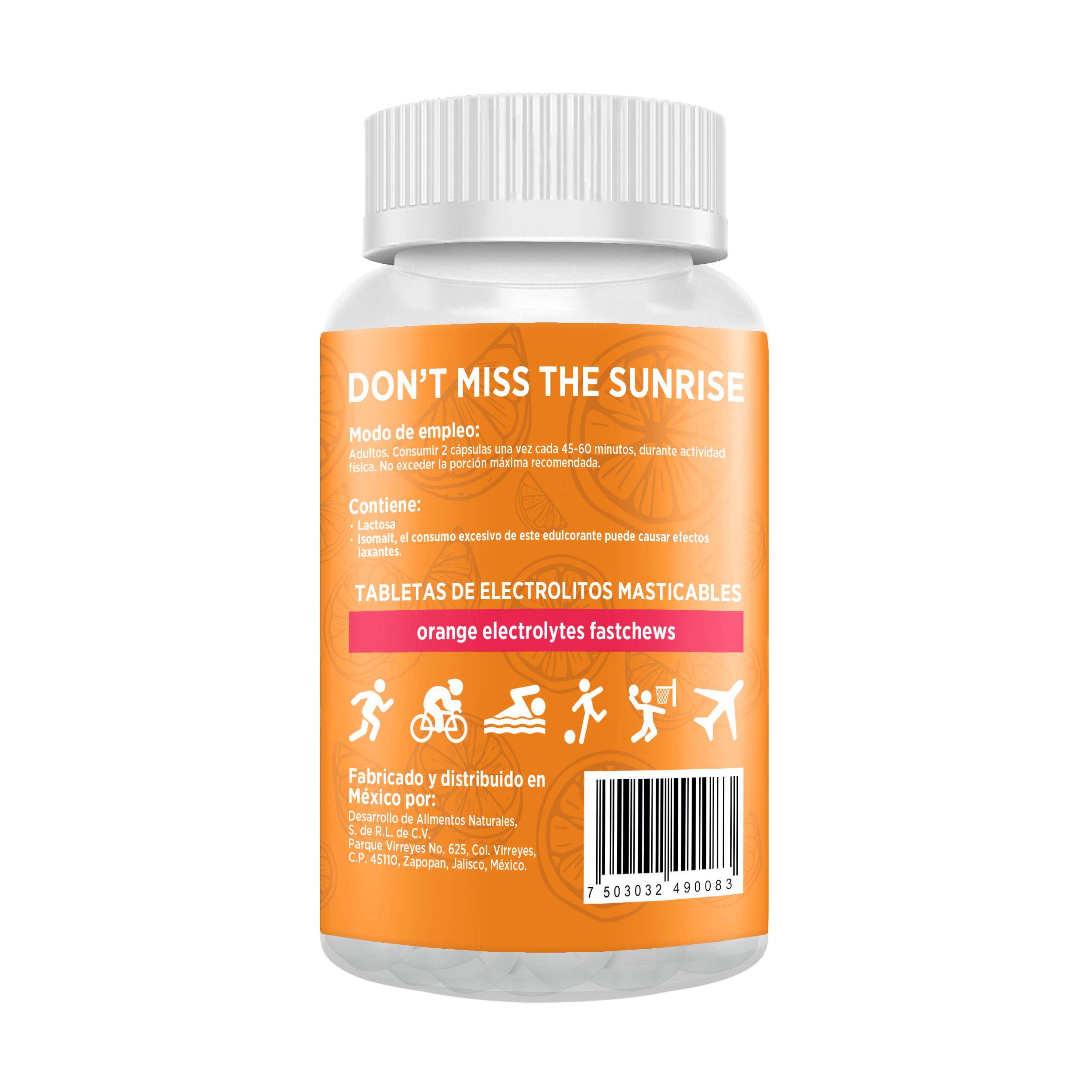 Electrolitos Masticables sabor Fresa | Frasco con 60 tabletas (30 dosis)