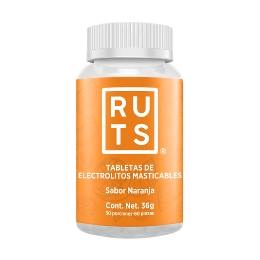 Electrolitos Masticables sabor Naranja | Frasco con 60 tabletas (30 dosis)