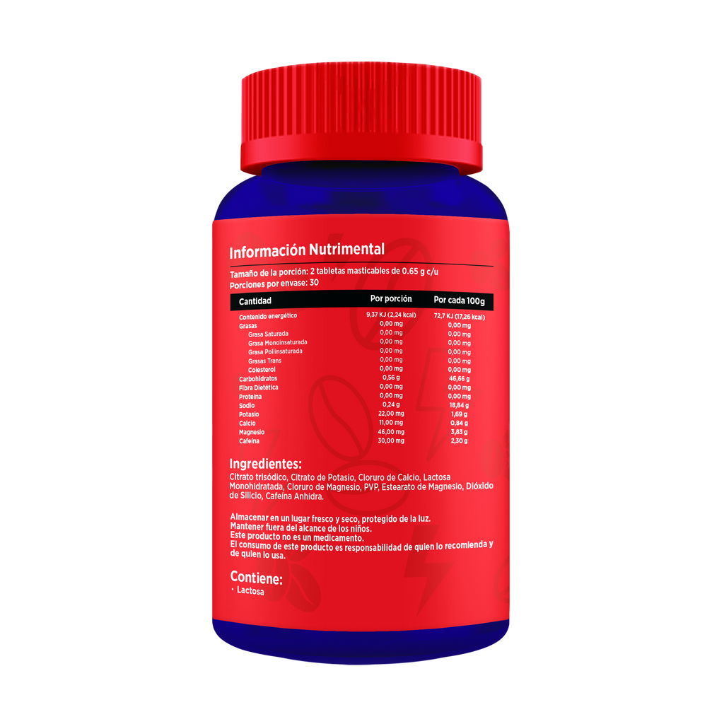 Electrolitos + 30mg Cafeína | Frasco con 60 cápsulas (30 dosis)