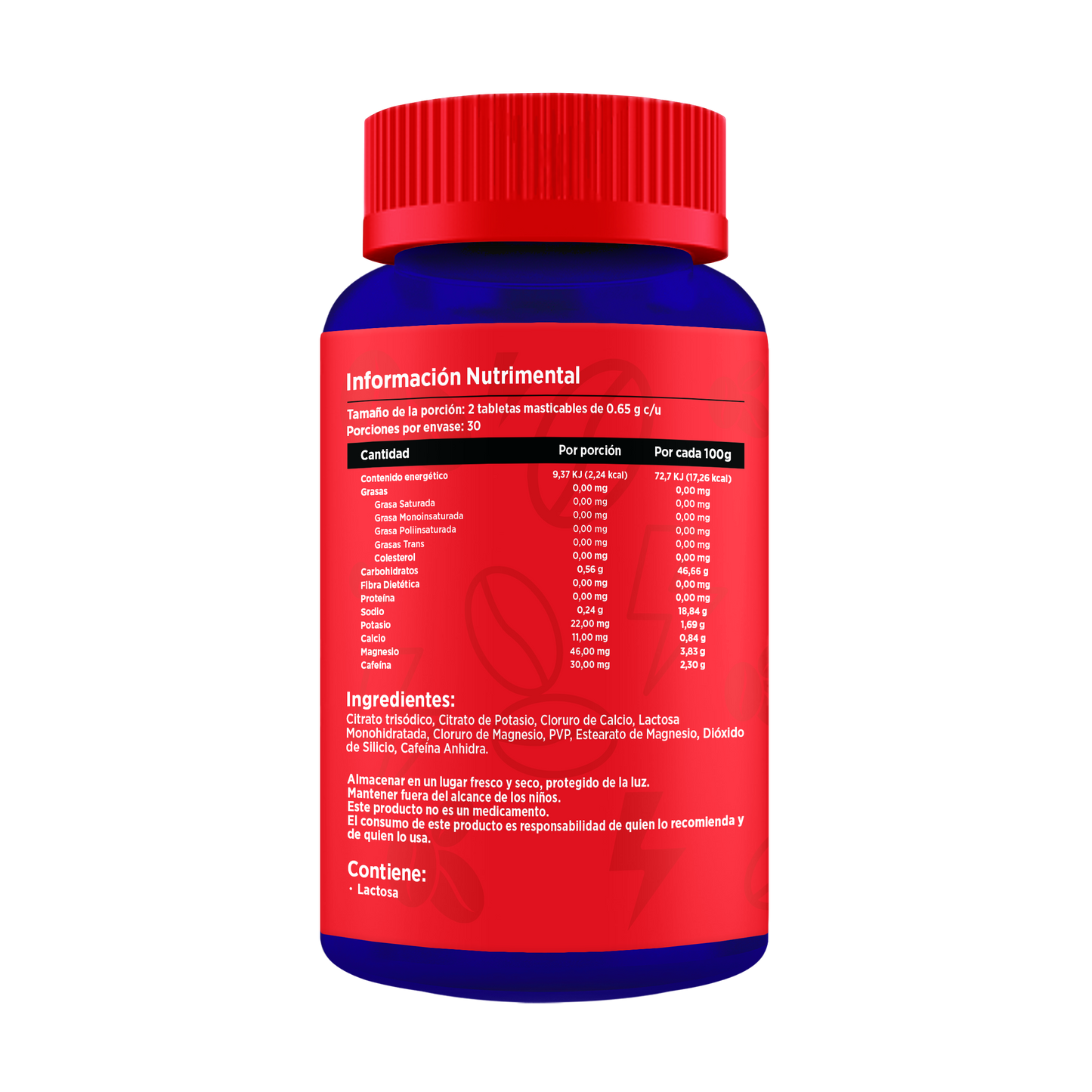 Electrolitos + 30mg Cafeína | Frasco con 60 cápsulas (30 dosis)