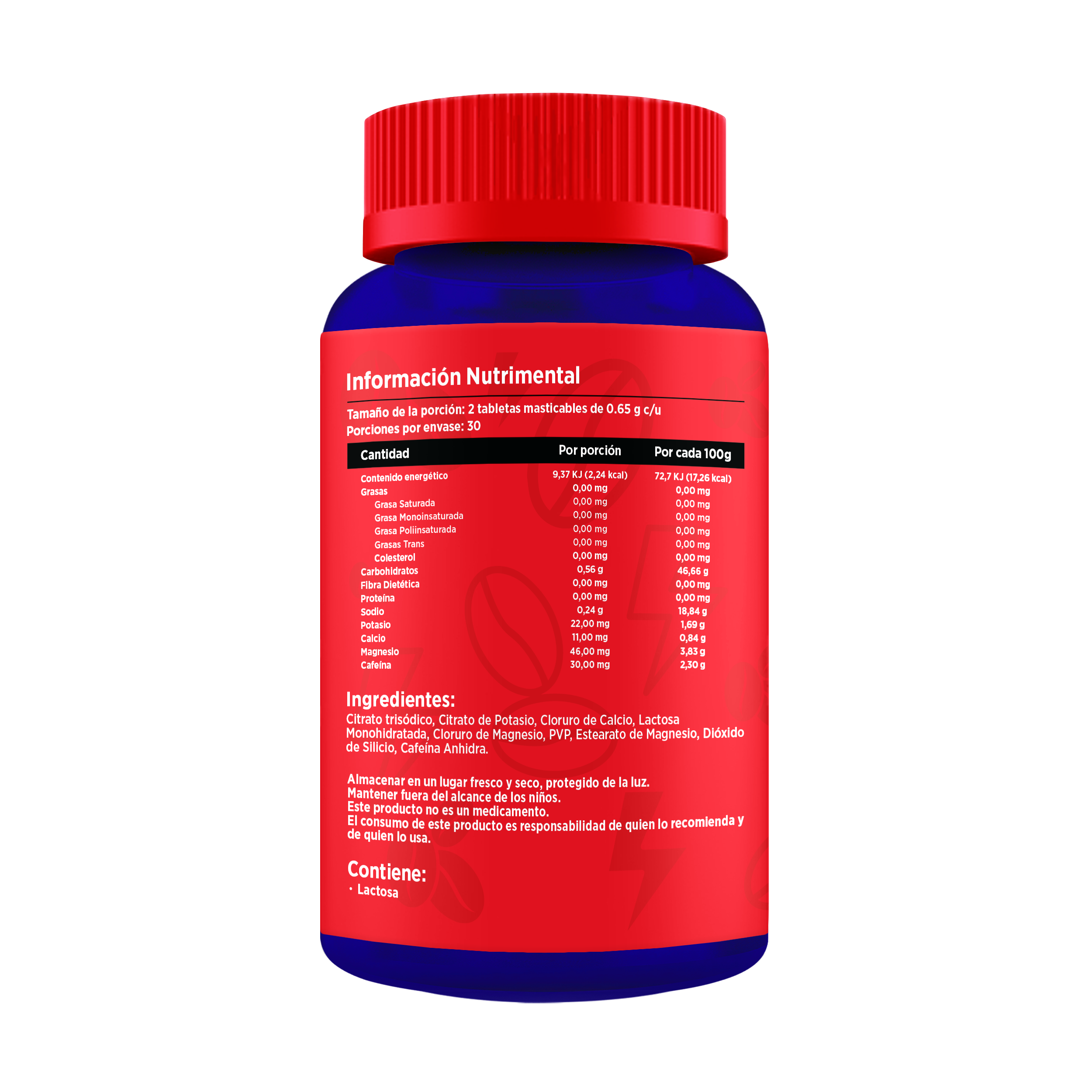 Electrolitos + 30mg Cafeína | Frasco con 60 cápsulas (30 dosis)