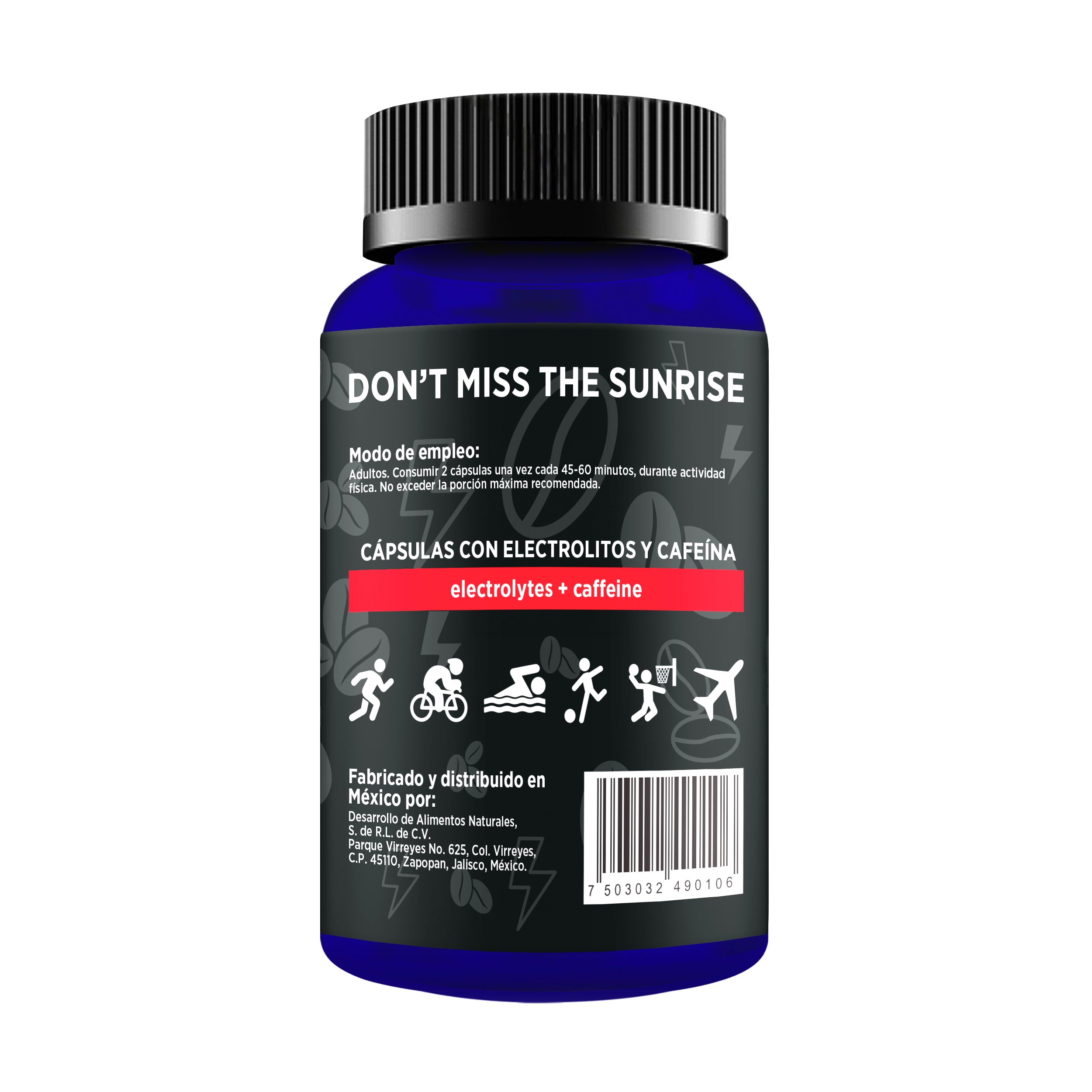 Electrolitos + 60mg Cafeína | Frasco con 60 cápsulas (30 dosis)