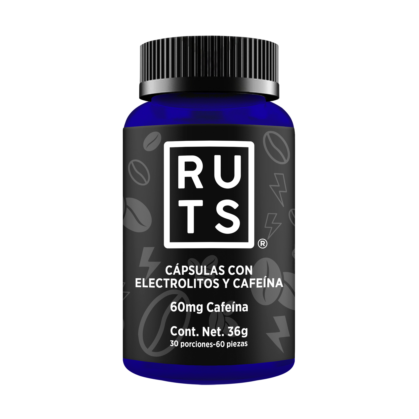 Electrolitos + 60mg Cafeína | Frasco con 60 cápsulas (30 dosis)