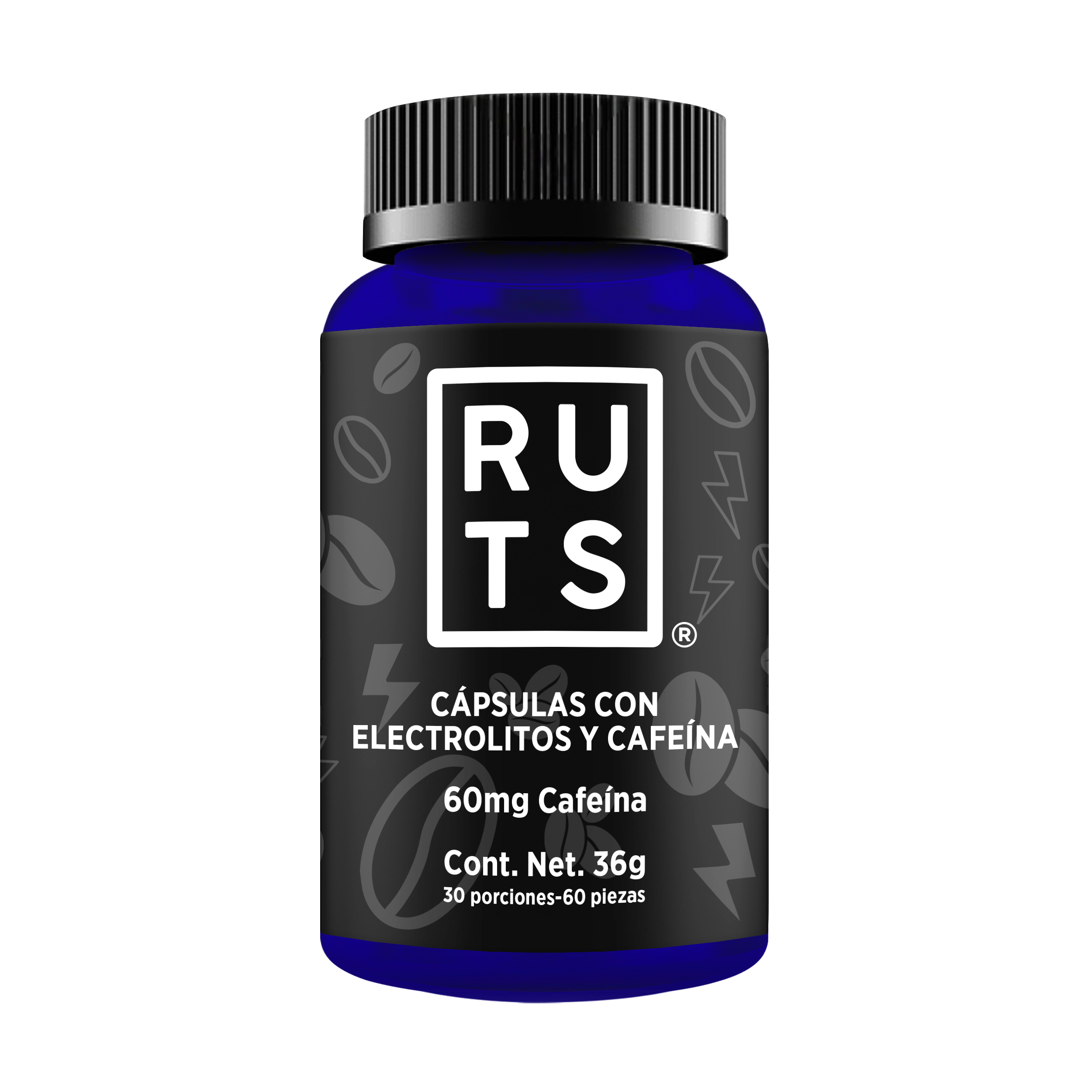 Electrolitos + 60mg Cafeína | Frasco con 60 cápsulas (30 dosis)