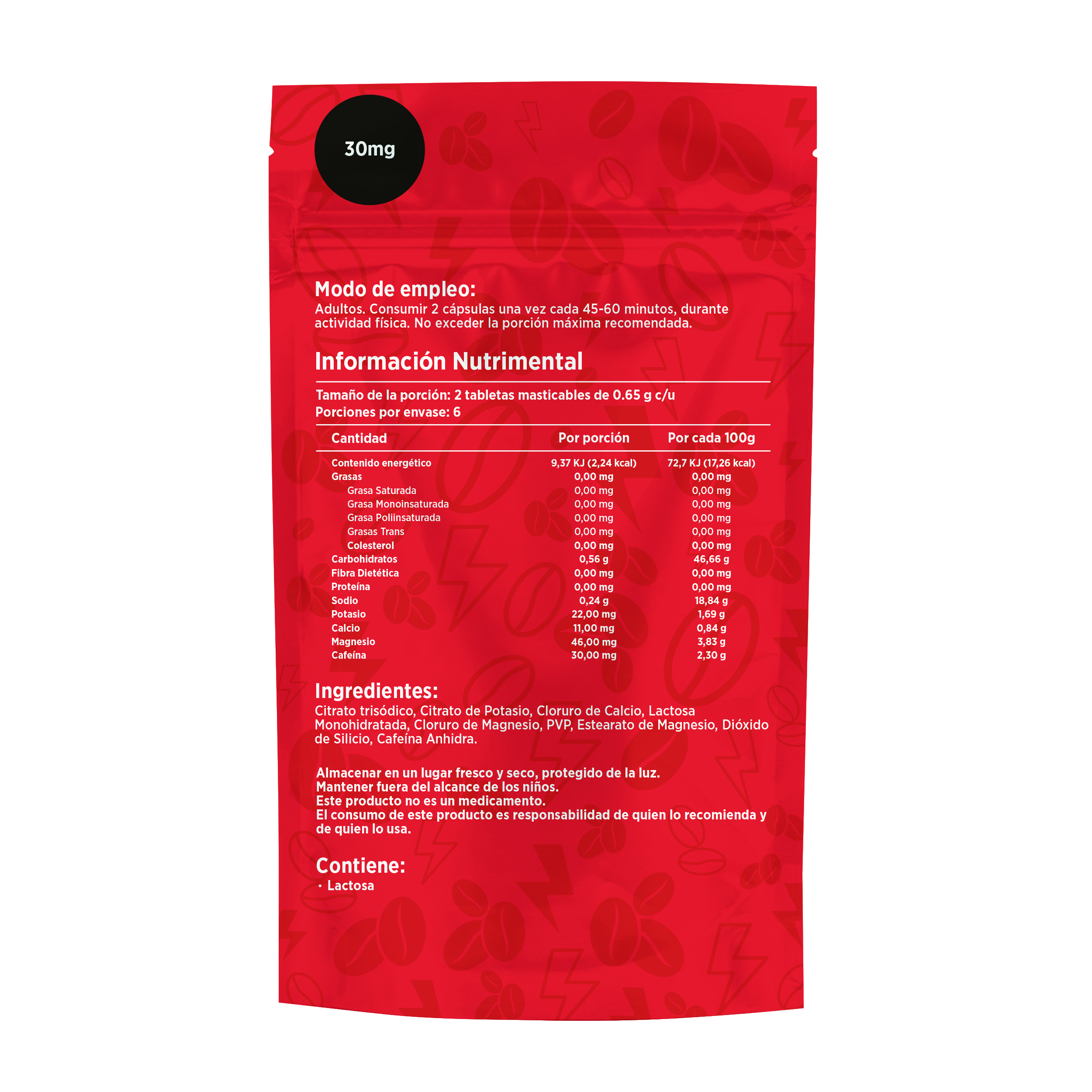 Electrolitos + 30mg Cafeína | Caja con 12 sobres de 6 dosis c/u