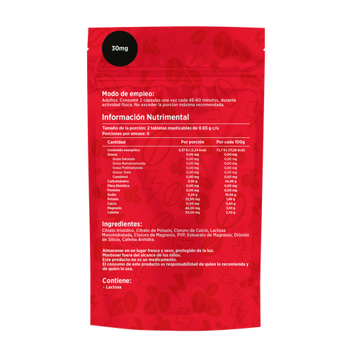 Electrolitos + 30mg Cafeína | Caja con 12 sobres de 6 dosis c/u