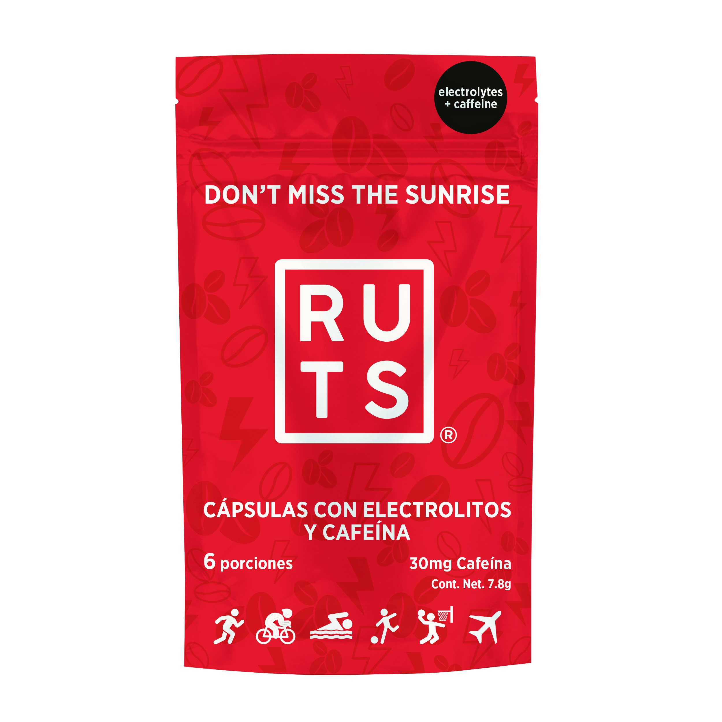 Electrolitos + 30mg Cafeína | Caja con 12 sobres de 6 dosis c/u