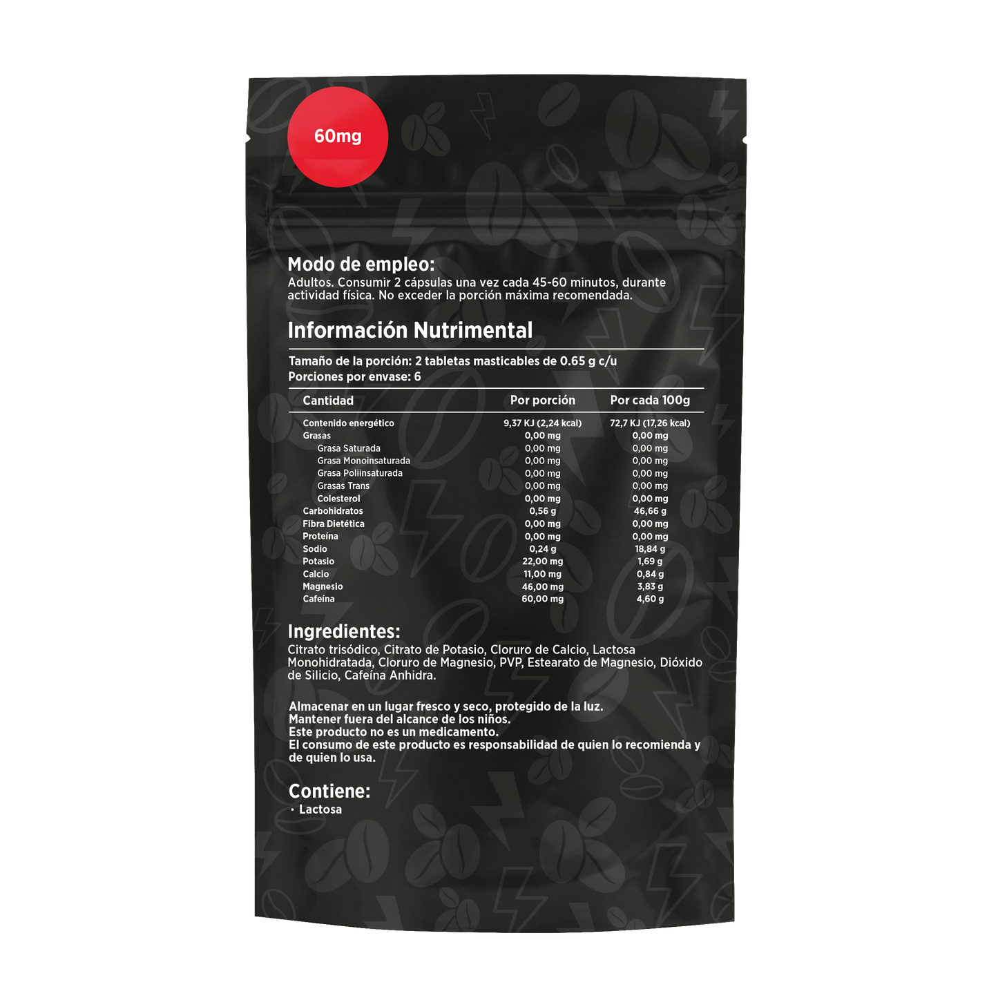 Electrolitos + 60mg Cafeína | Caja con 12 sobres de 6 dosis c/u