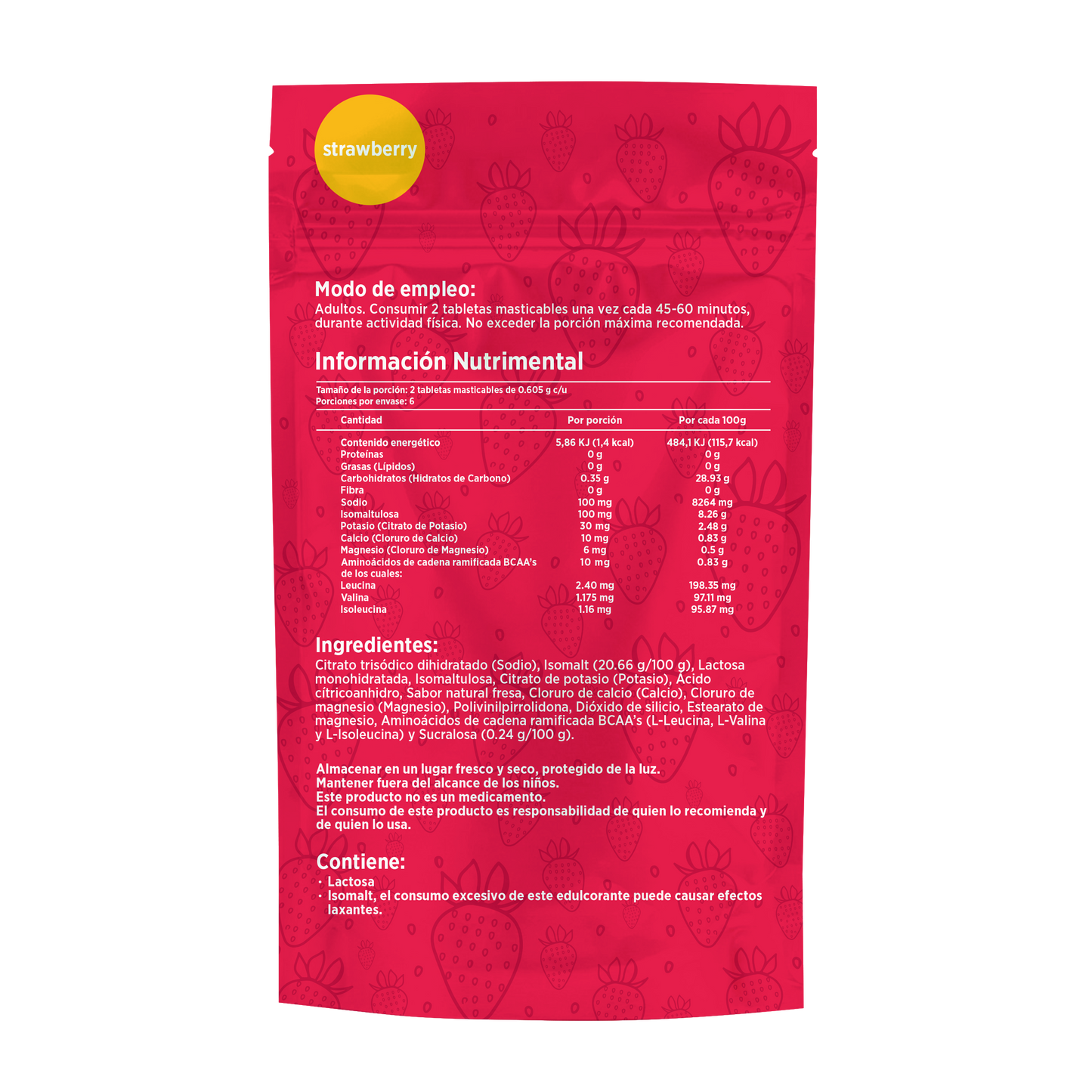 Electrolitos Masticables sabor Fresa | Caja con 12 sobres de 6 dosis c/u