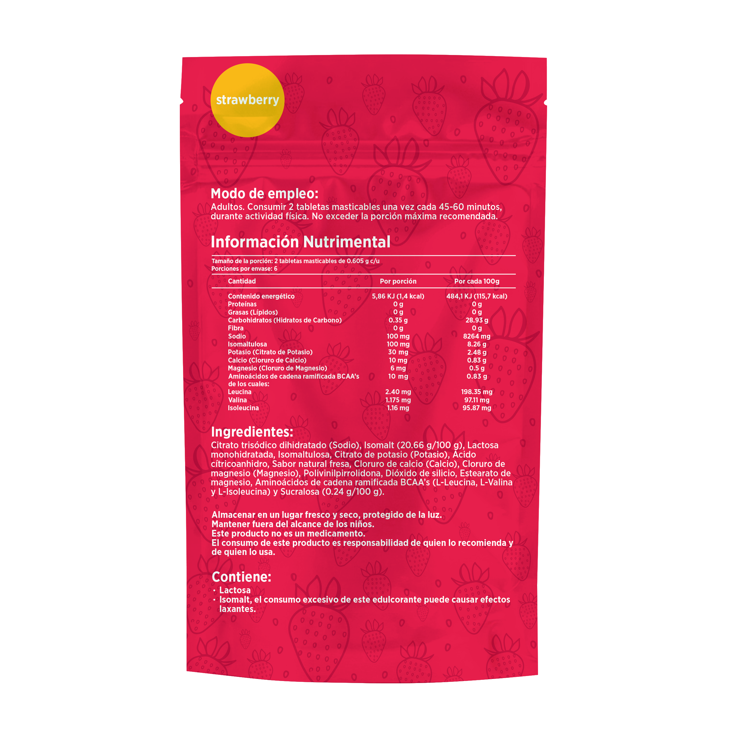 Electrolitos Masticables sabor Fresa | Caja con 12 sobres de 6 dosis c/u