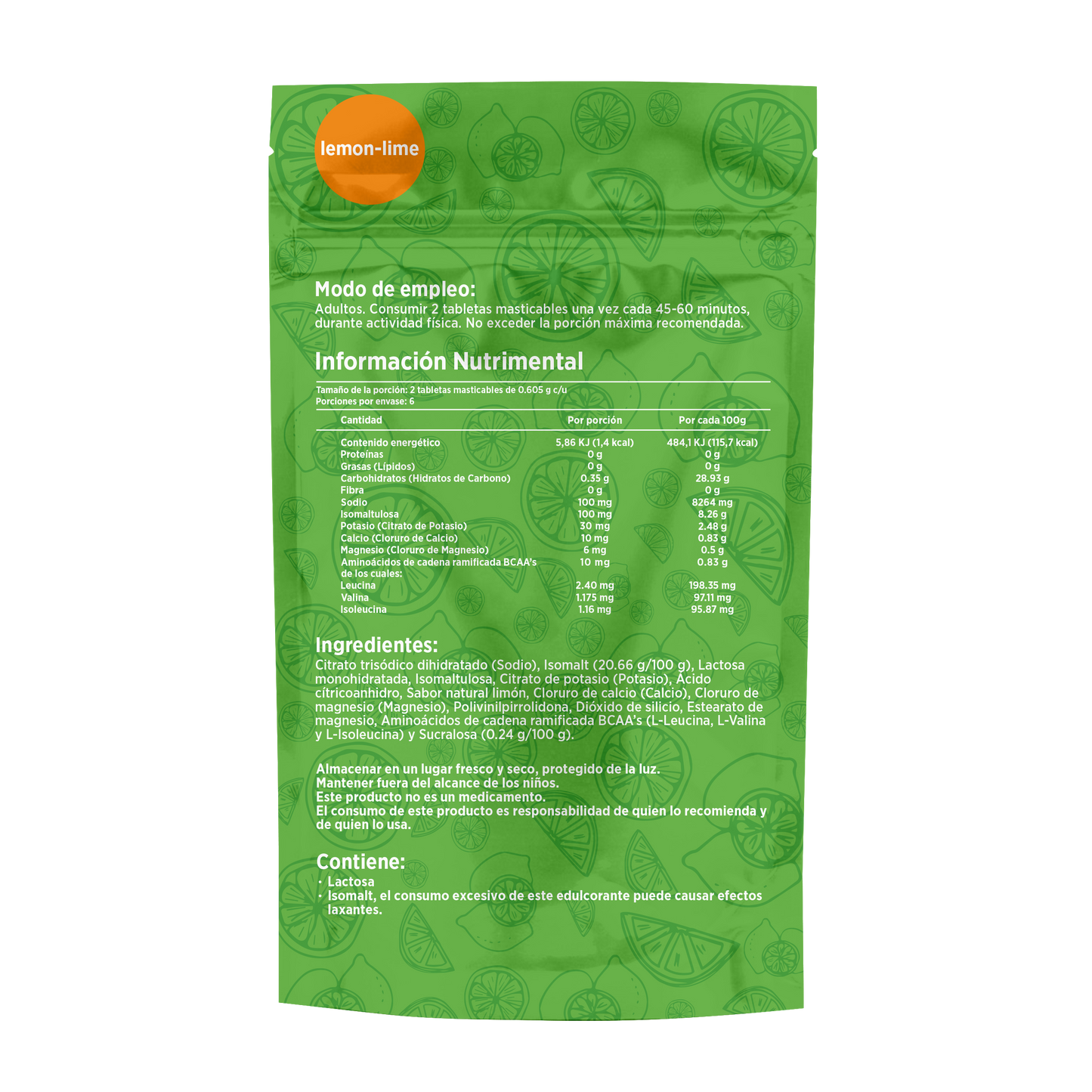 Electrolitos masticables sabor Lima-Limón | Caja con 12 sobres de 6 dosis c/u