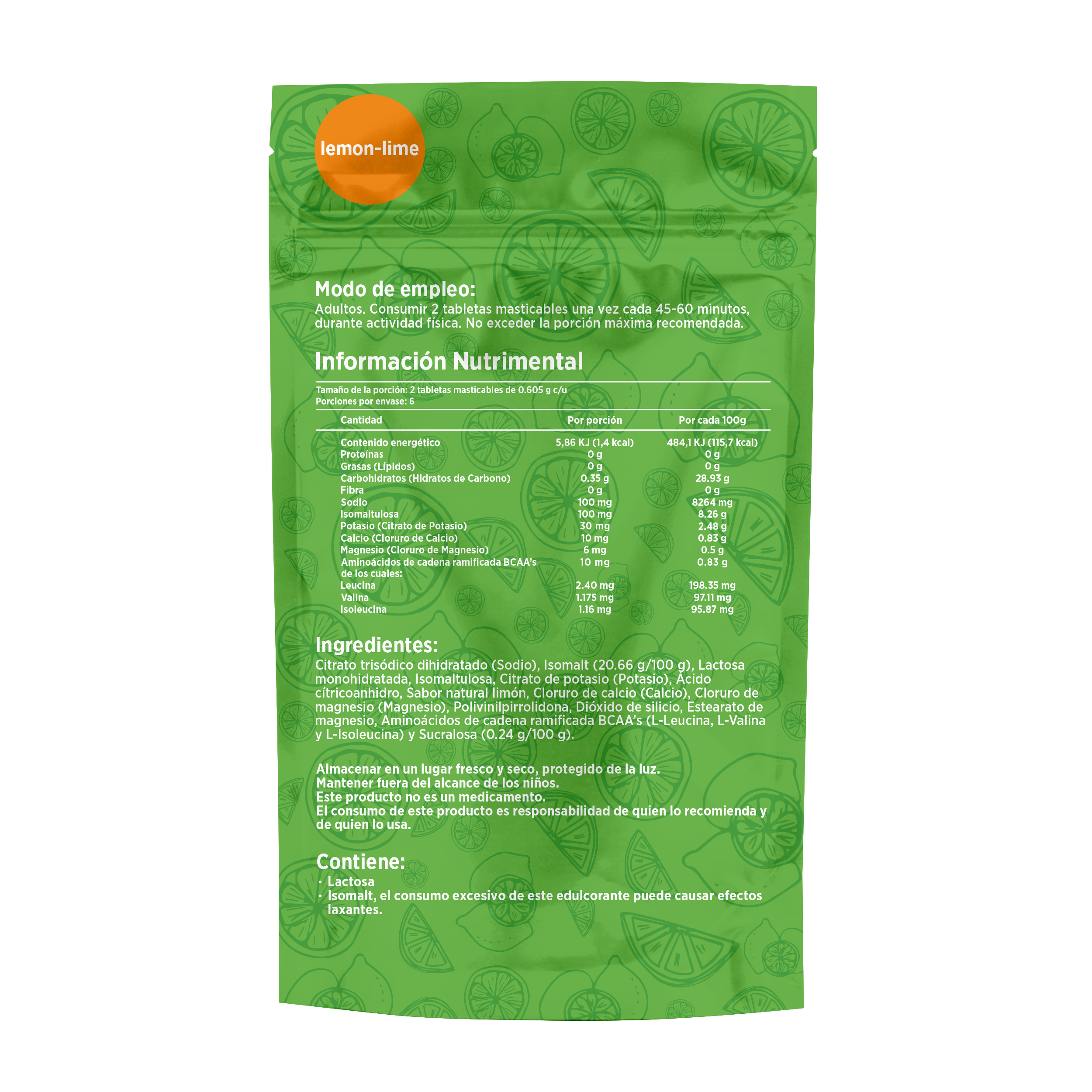 Electrolitos masticables sabor Lima-Limón | Caja con 12 sobres de 6 dosis c/u