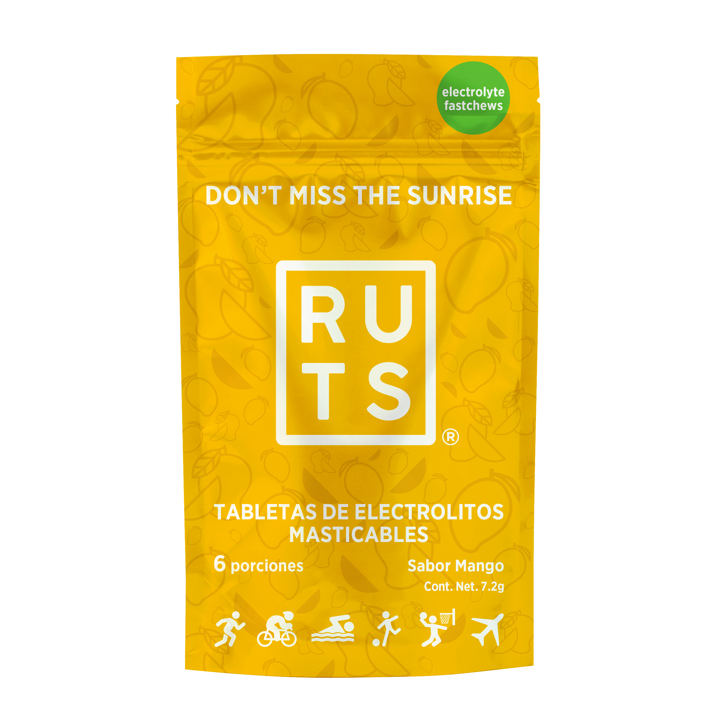 Electrolitos masticables sabor Mango | Caja con 12 sobres de 6 dosis c/u