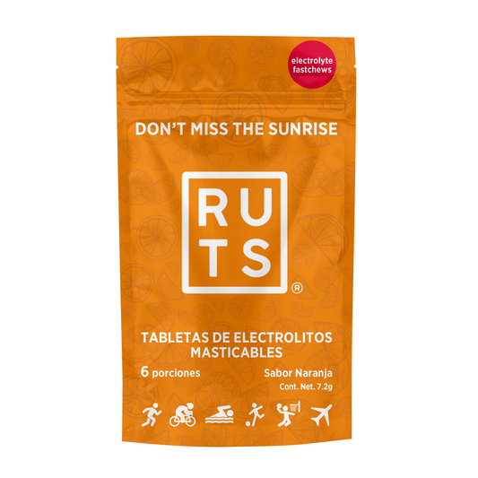Electrolitos masticables sabor Naranja | Caja con 12 sobres de 6 dosis c/u