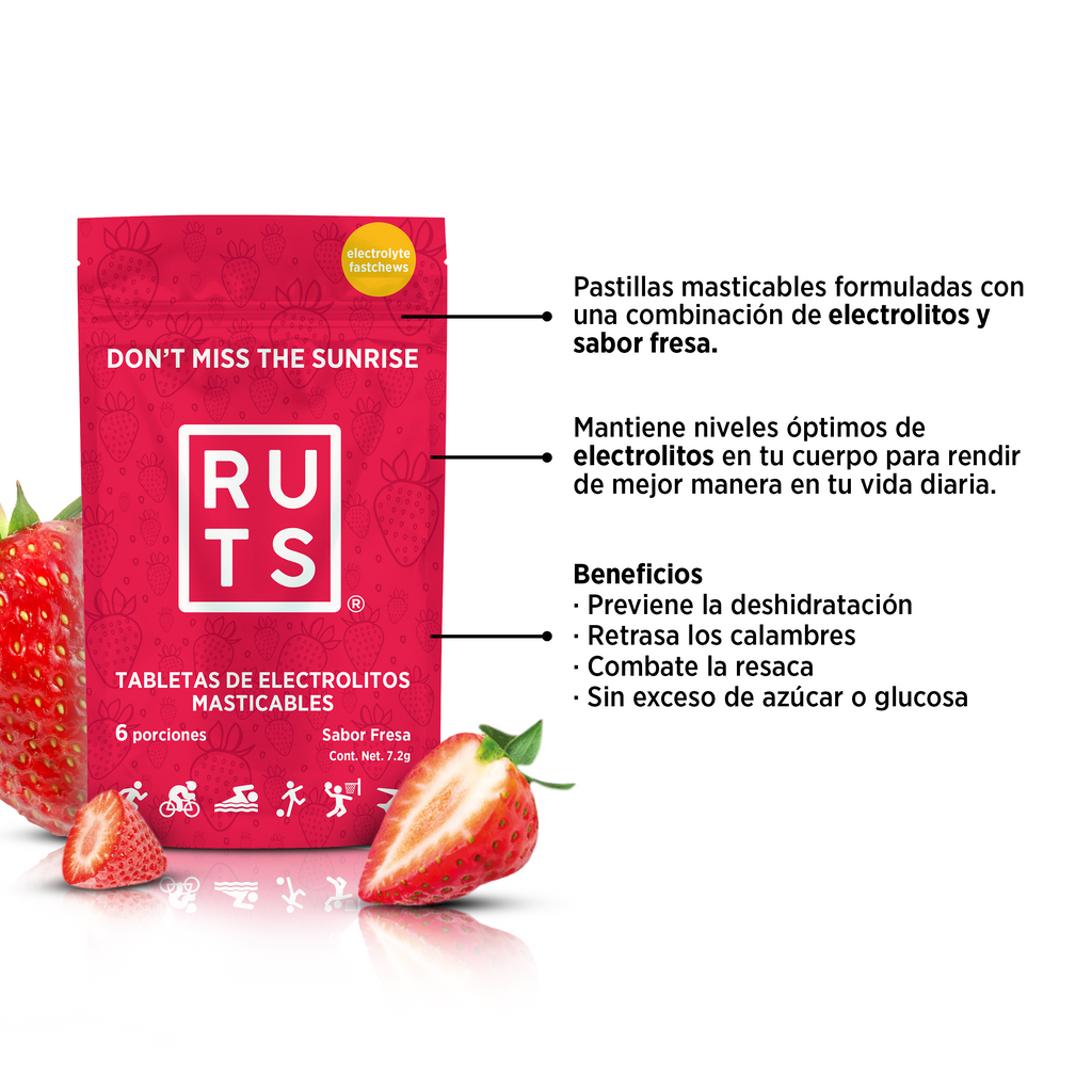 Electrolitos Masticables sabor Fresa | Caja con 12 sobres de 6 dosis c/u