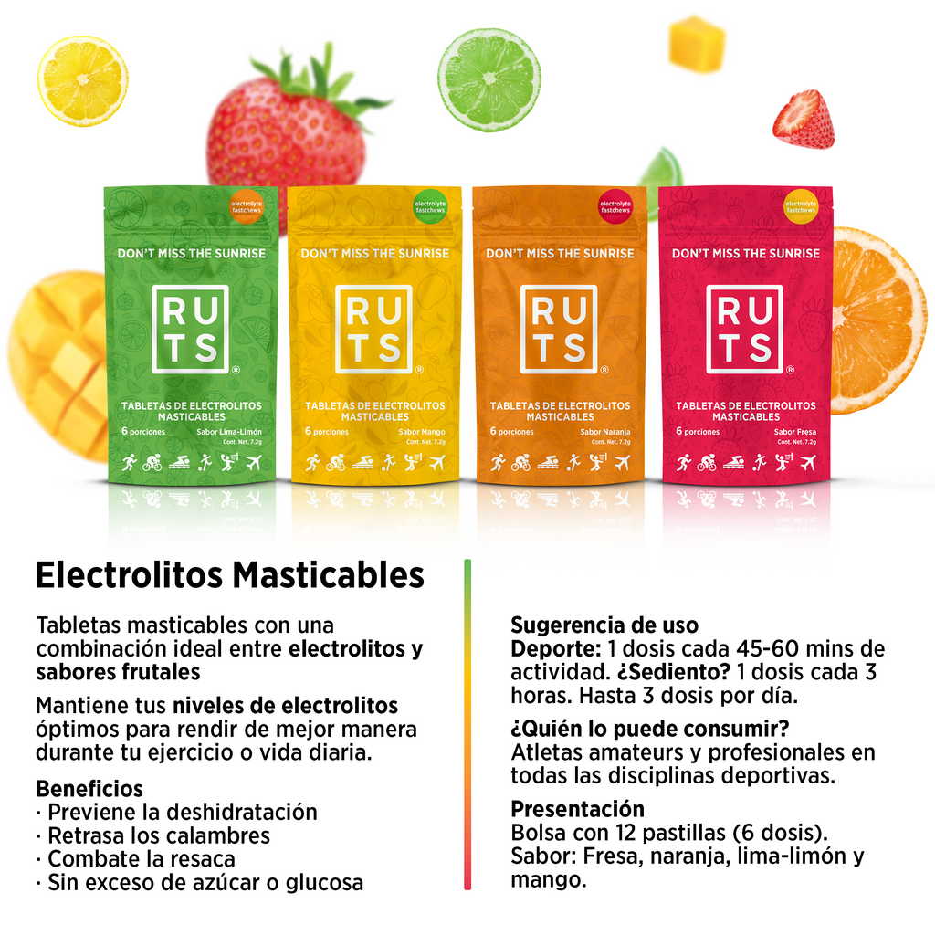 Electrolitos Masticables sabor Fresa | Caja con 12 sobres de 6 dosis c/u