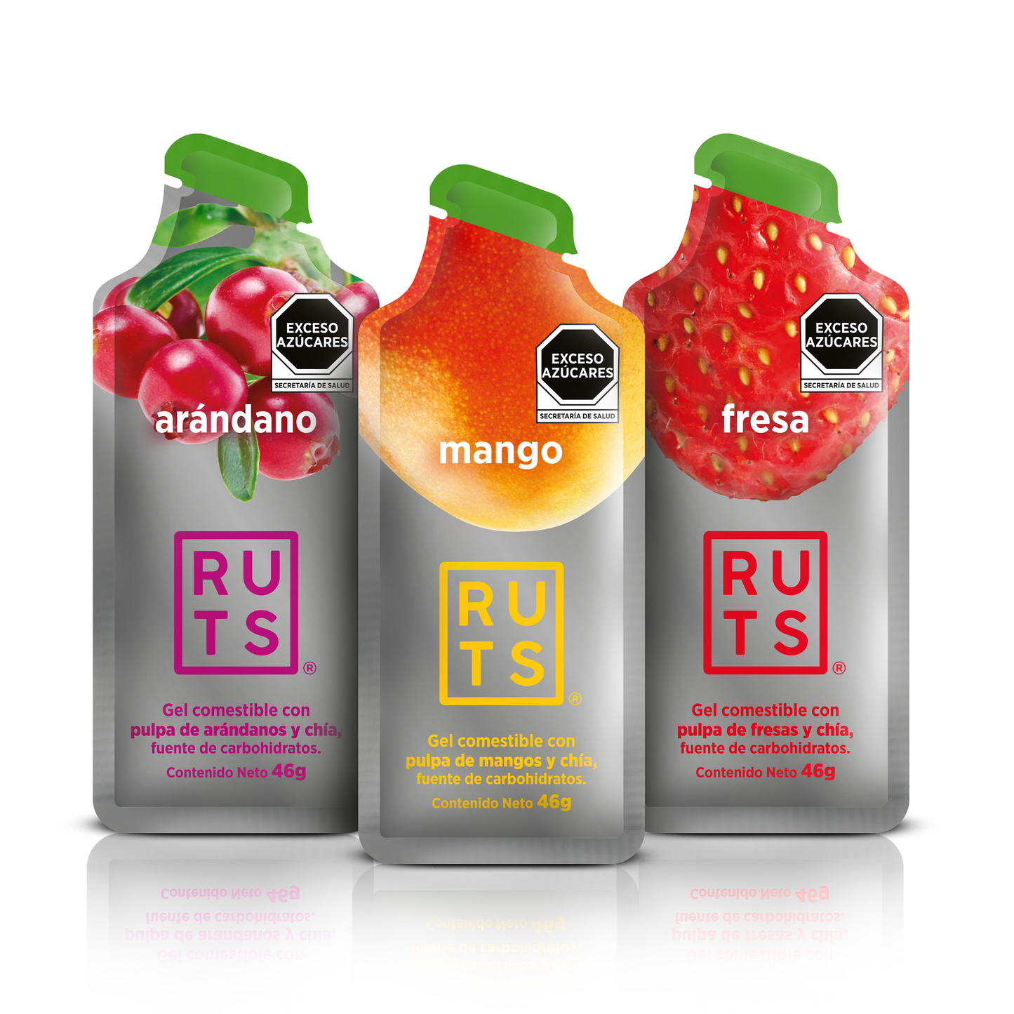 Geles Energéticos Mix de Sabores (Arándano, Fresa y Mango)