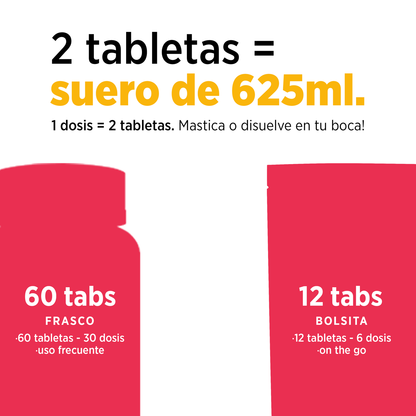 Electrolitos Masticables sabor Fresa | Frasco con 60 tabletas (30 dosis)