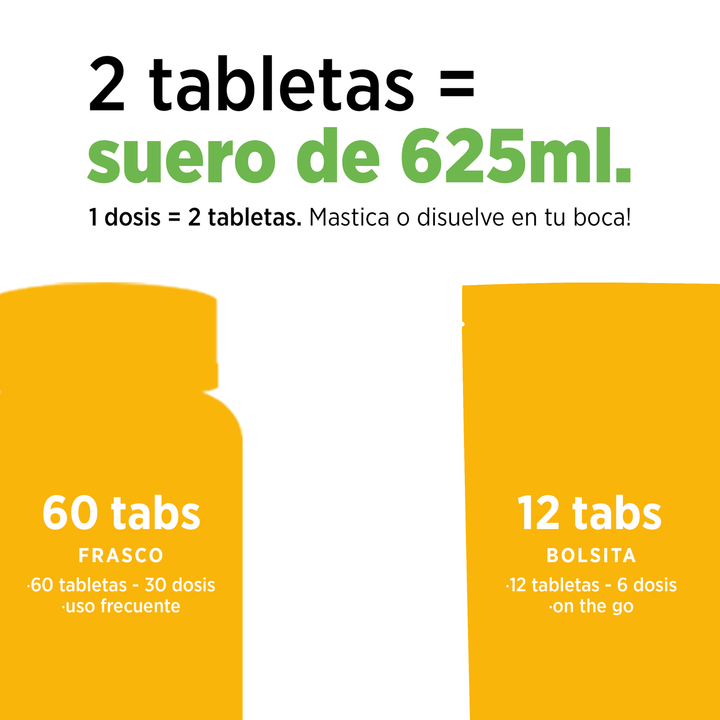 Electrolitos Masticables sabor Mango | Frasco con 60 tabletas (30 dosis)