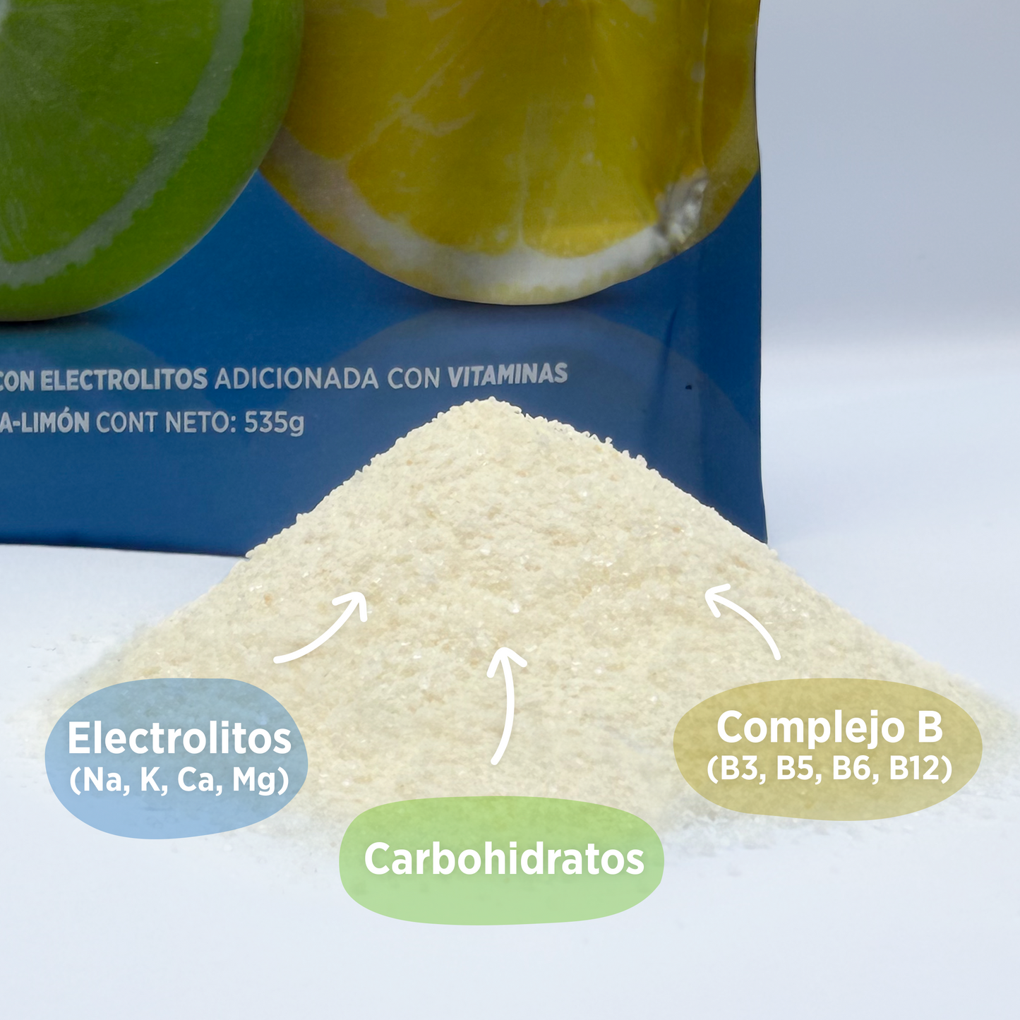 Electrolitos en Polvo + Vitaminas + Carbohidratos sabor Lima-Limón